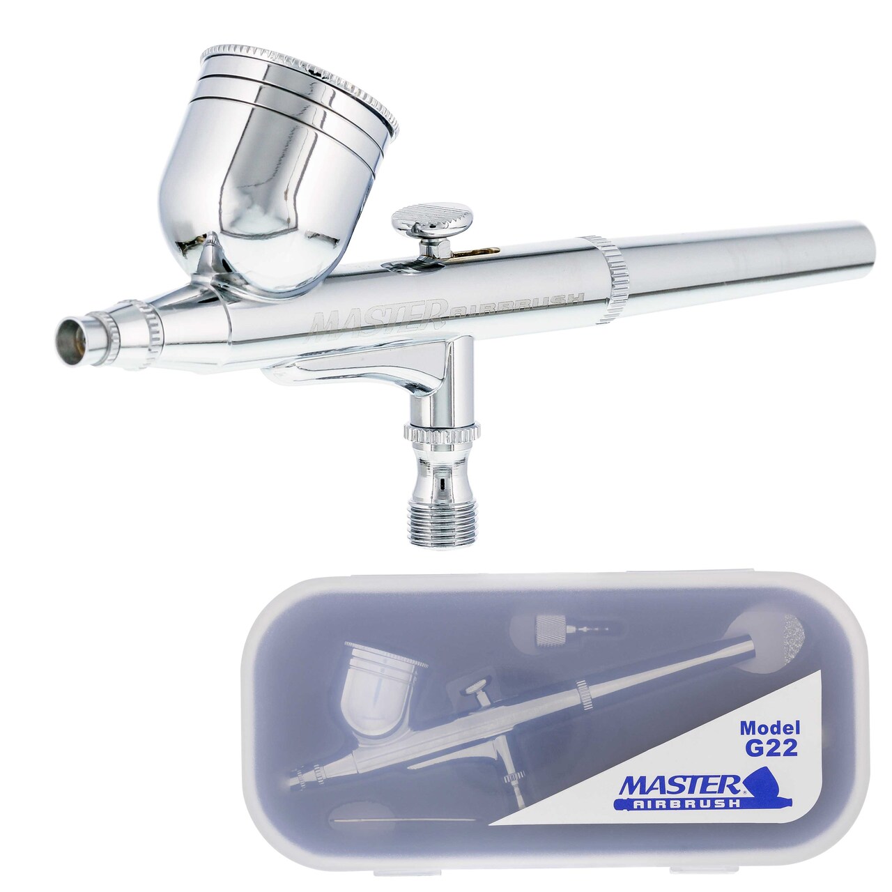 Master Airbrush G22 Multi-Purpose Dual-Action Gravity Feed Airbrush Gun for Model Painting, Graphics, Cake & Fine Art - Air Brush Gun Only with a 0.3mm Tip and 1/3 oz. Fluid Cup, Art Hobby Crafts